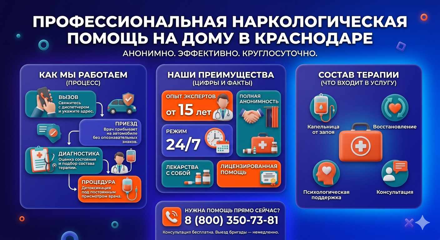 Инфографика о принципах лечения алкоголизма на дому в Алейске: этапы вызова нарколога, преимущества анонимной детоксикации и состав медицинской помощи.
